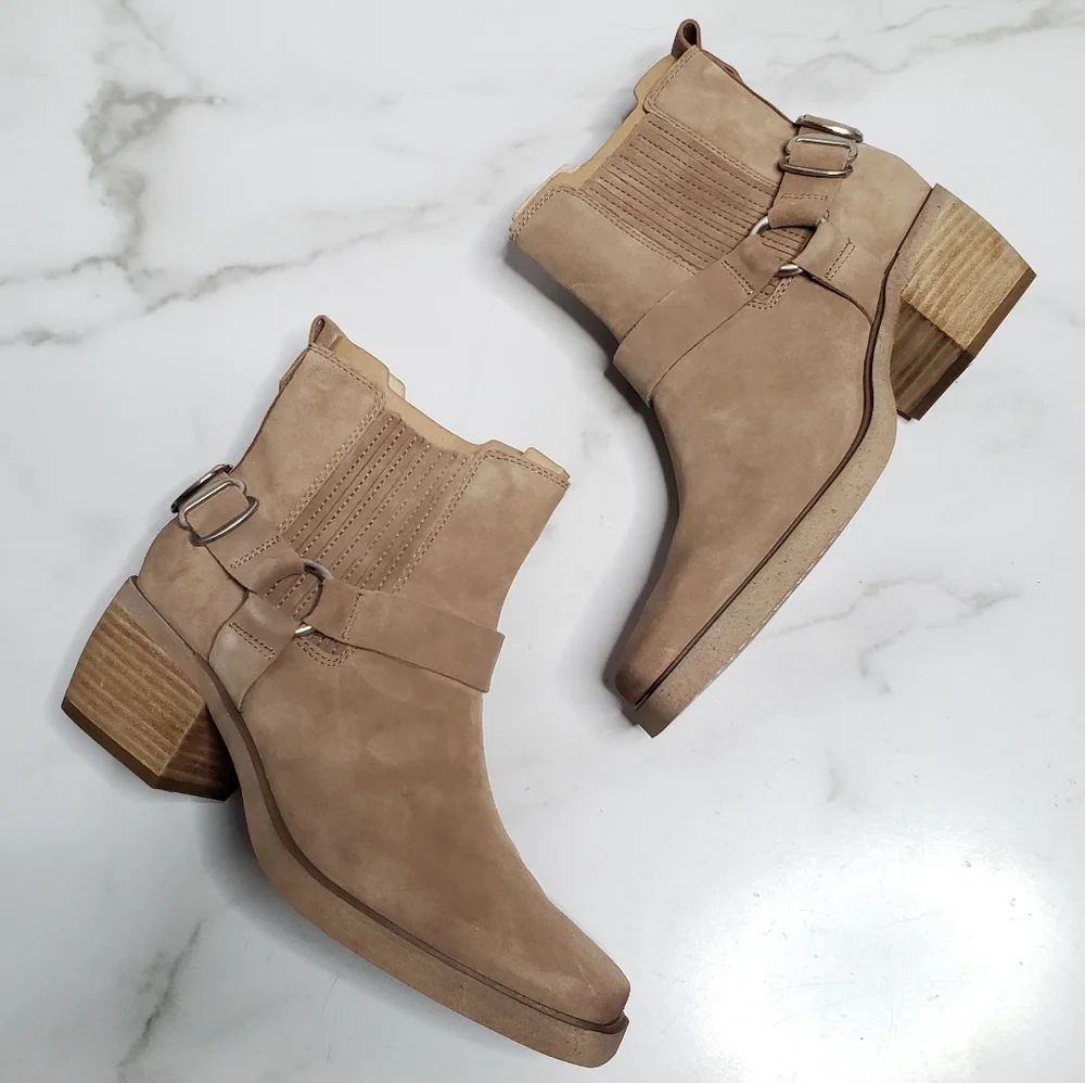 Sam Edelman Bellamie Suede Harness Ankle Boot Taupe Sz 8 NEW